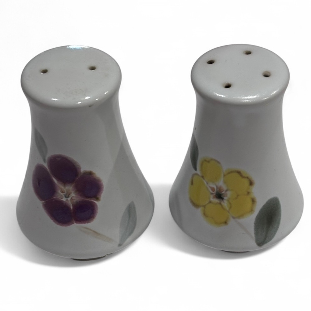Vintage Noritake Ceramic Spring Yellow and Purple Floral Salt & Pepper Shakers